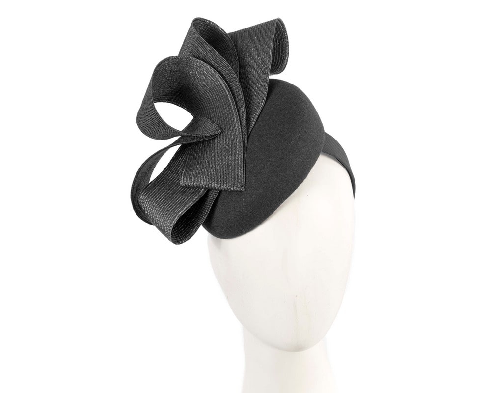 Black winter racing pillbox fascinator by Fillies Collection