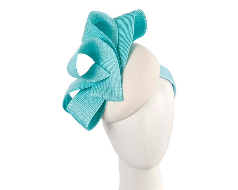 Fascinators Online - Cream & turquoise winter racing pillbox fascinator by Fillies Collection