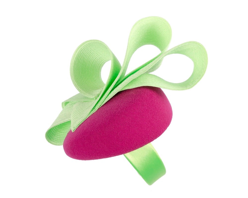 Fuchsia & lime winter racing pillbox fascinator by Fillies Collection - Fascinators Online Fuchsia & lime winter racing pillbox fascinator by Fillies Collection - Image 3