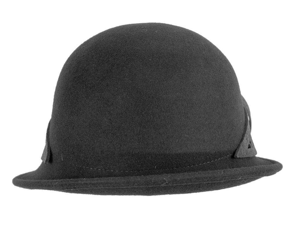 Black winter cloche fashion hat by Fillies Collection - Image 3