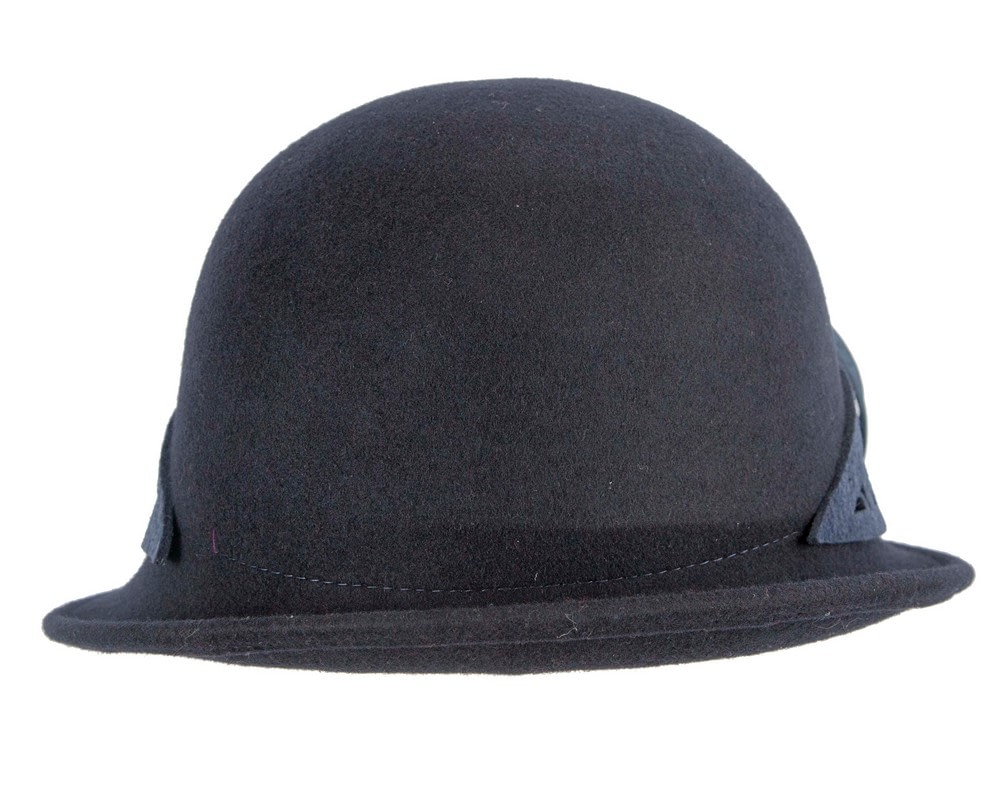 Navy winter cloche fashion hat by Fillies Collection - Fascinators Online Navy winter cloche fashion hat by Fillies Collection - Image 3