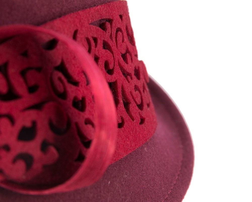 Burgundy winter cloche fashion hat by Fillies Collection - Image 5