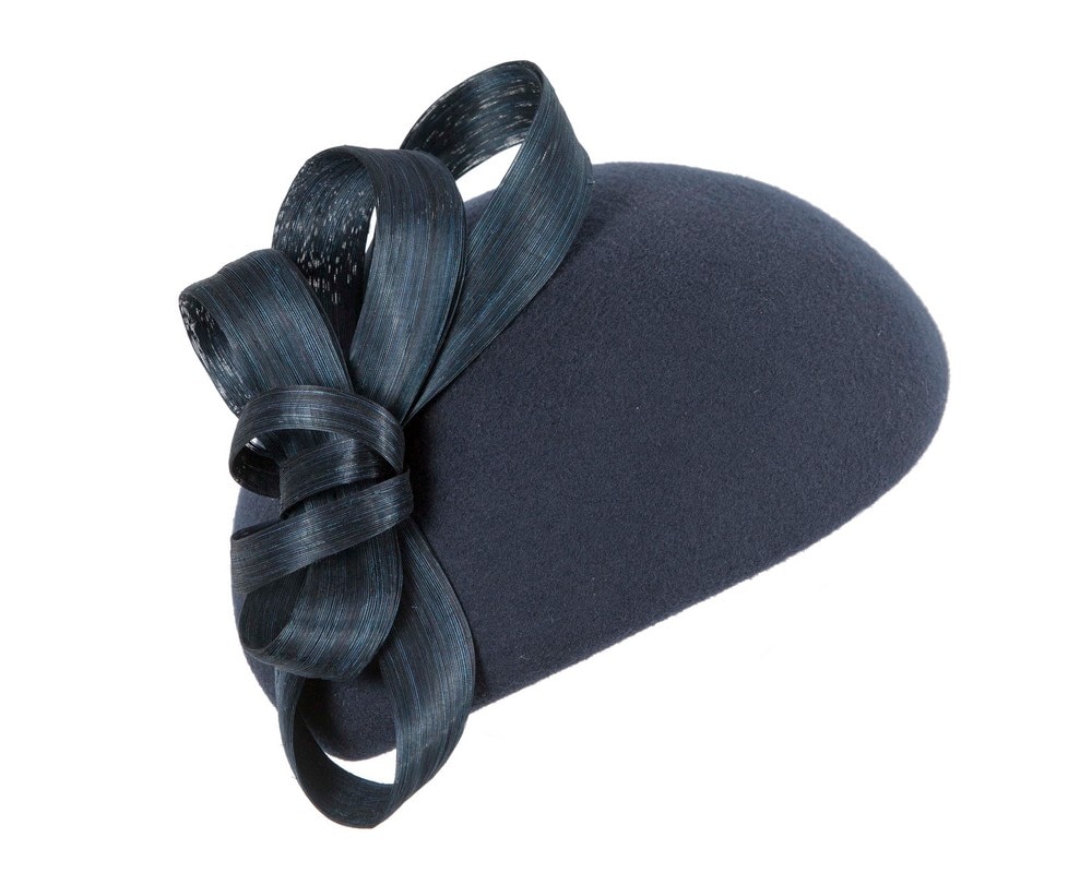 Fascinators Online - Navy winter fashion beret hat by Fillies Collection