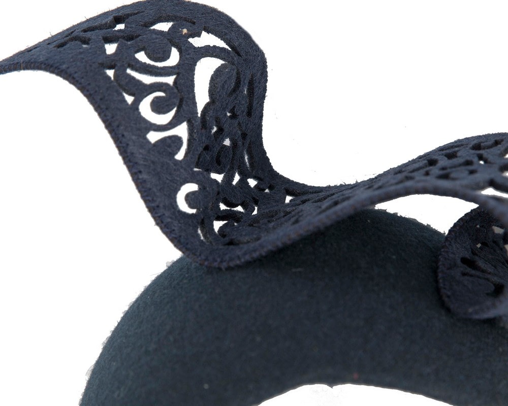 Navy winter fascinator headband - Fascinators Online Navy winter fascinator headband - Image 3