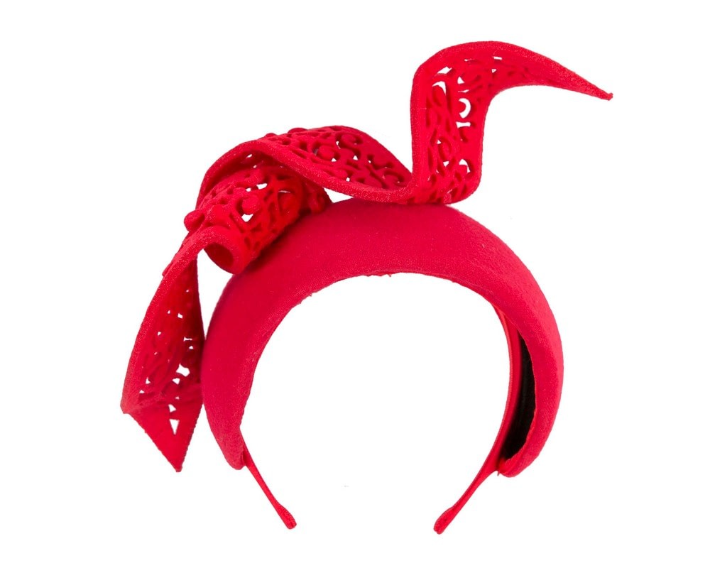 Red winter fascinator headband - Image 4
