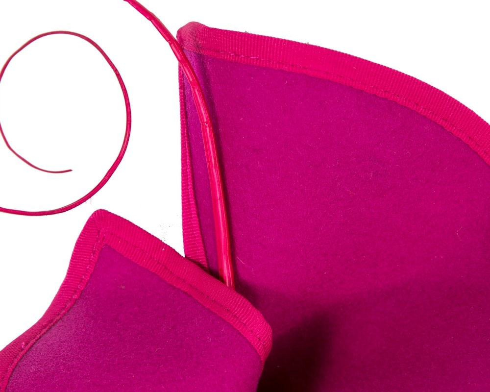 Fuchsia felt winter fascinator by Fillies Collection - Image 3