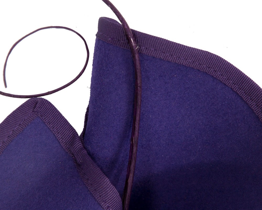 Purple felt winter fascinator by Fillies Collection - Fascinators Online Purple felt winter fascinator by Fillies Collection - Image 3