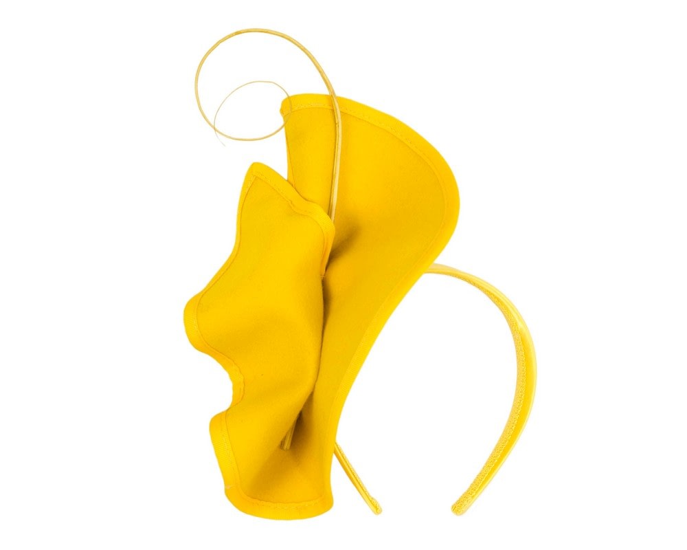 Fascinators Online - Yellow felt winter fascinator by Fillies Collection
