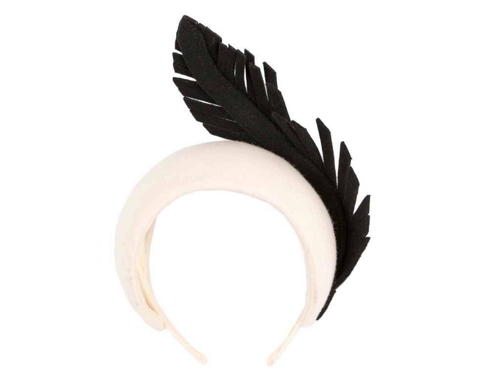 Cream & black winter fascinator headband - Image 4