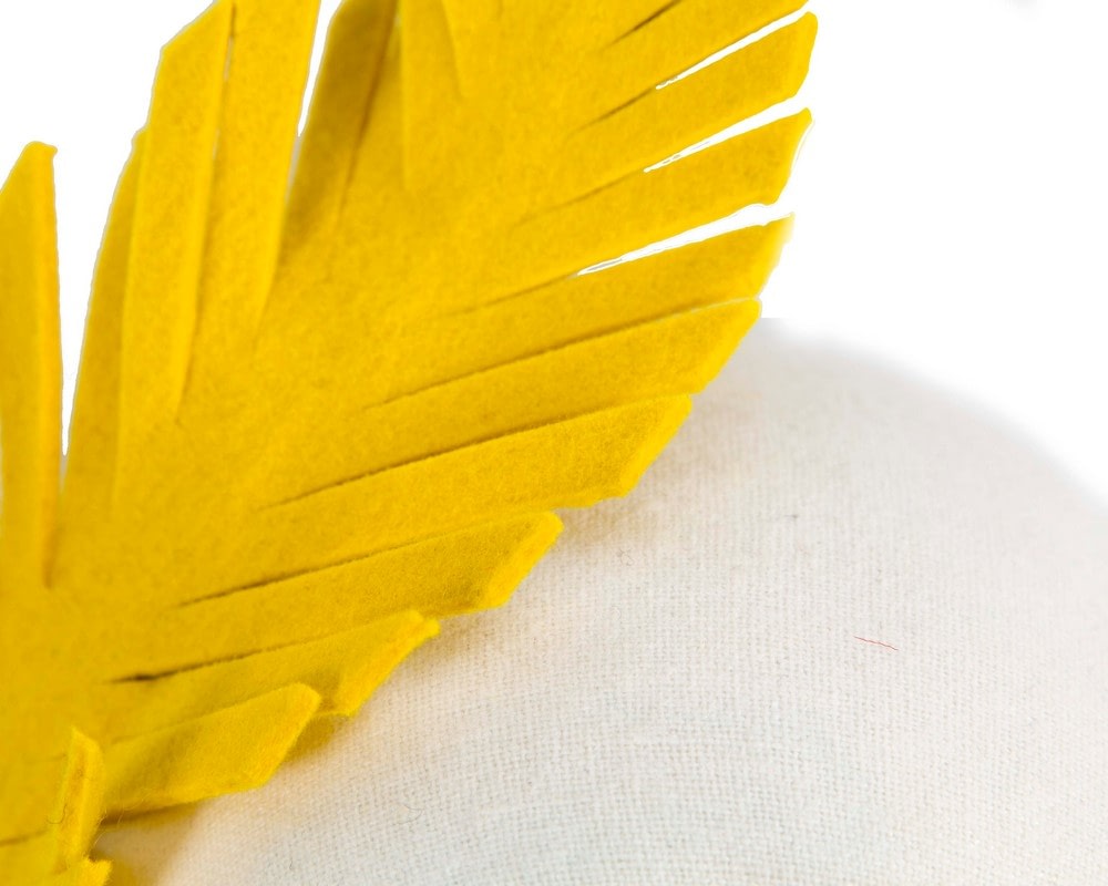 Cream & yellow winter fascinator headband - Fascinators Online Cream & yellow winter fascinator headband - Image 3