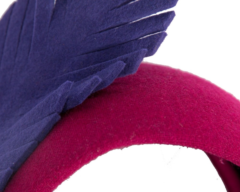 Fuchsia & purple winter fascinator headband - Fascinators Online Fuchsia & purple winter fascinator headband - Image 3