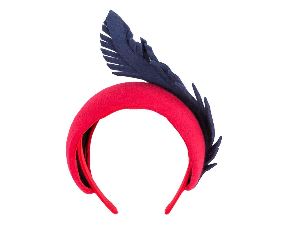 Red & navy winter fascinator headband - Fascinators Online Red & navy winter fascinator headband - Image 4