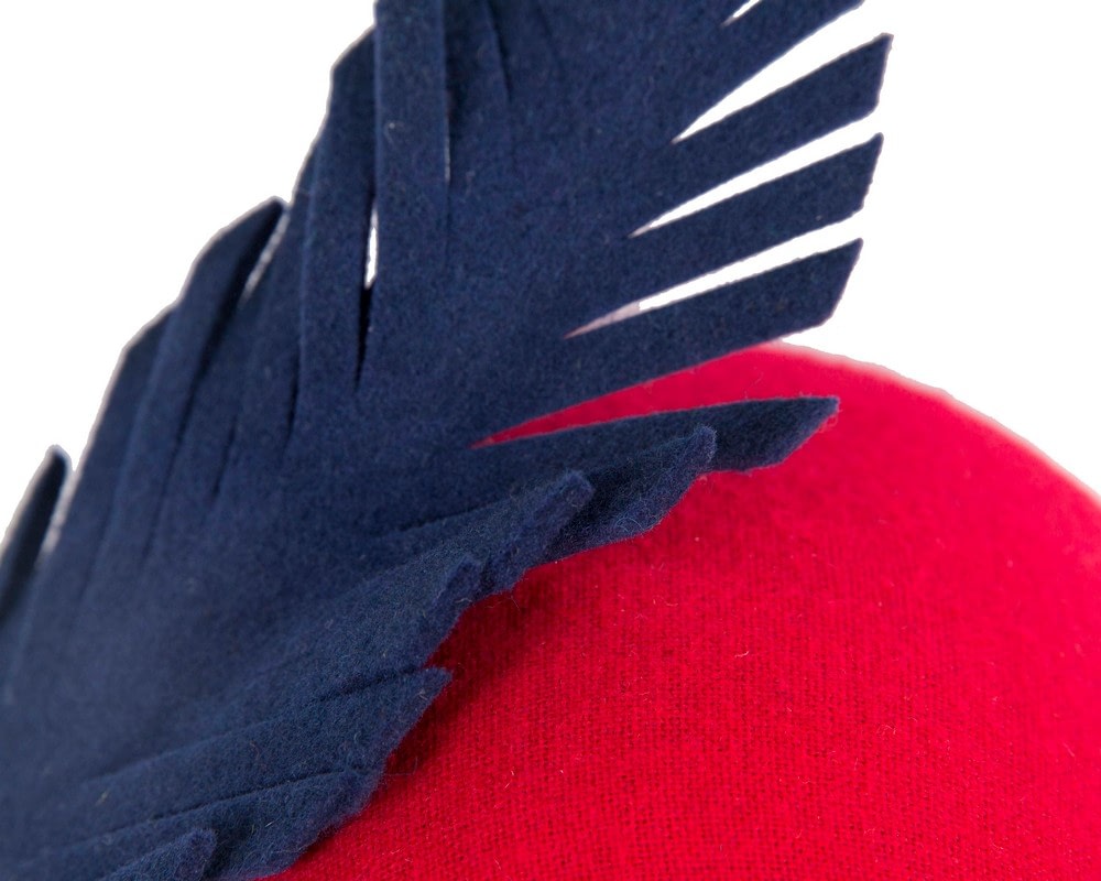 Red & navy winter fascinator headband - Fascinators Online Red & navy winter fascinator headband - Image 3