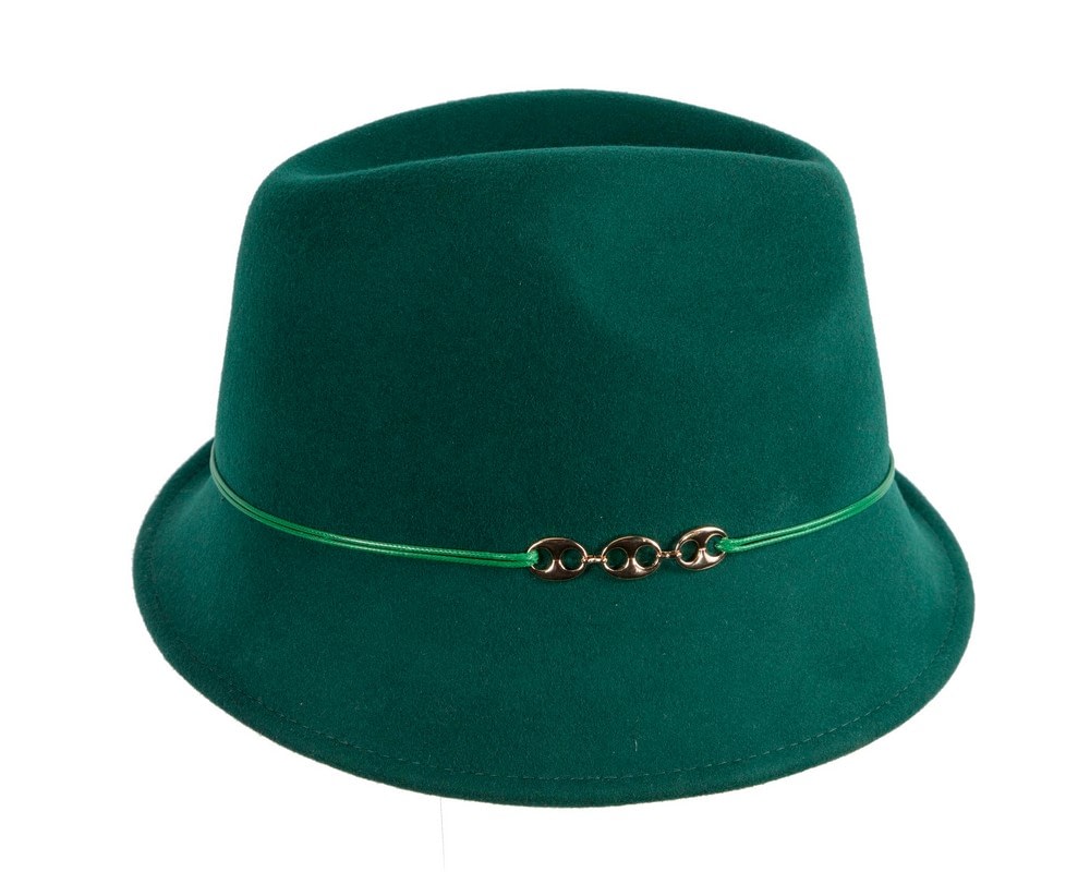 Green ladies felt fedora hat by Max Alexander - Fascinators Online Green ladies felt fedora hat by Max Alexander - Image 4