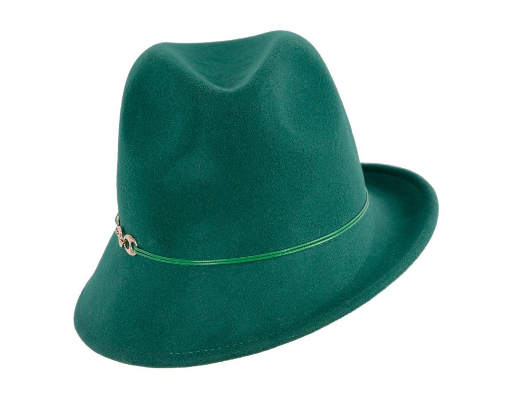 Fascinators Online - Green ladies felt fedora hat by Max Alexander