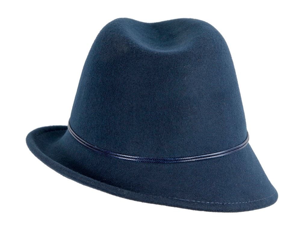 Navy ladies felt fedora hat by Max Alexander - Image 6