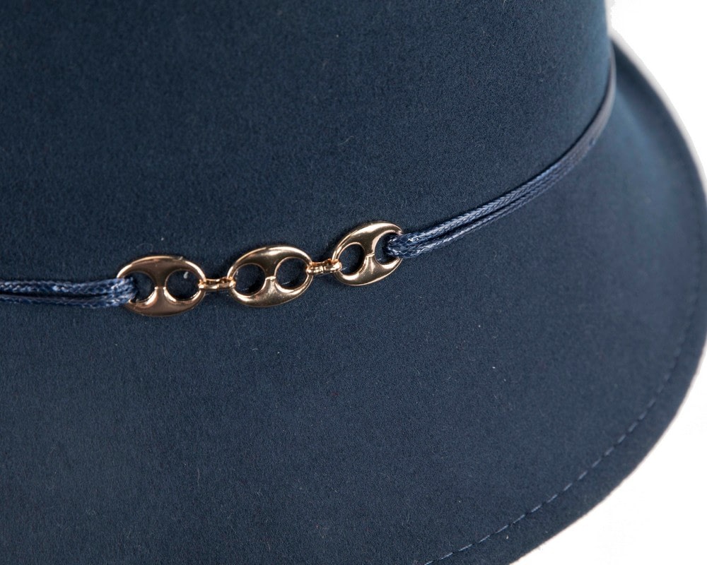 Navy ladies felt fedora hat by Max Alexander - Image 5