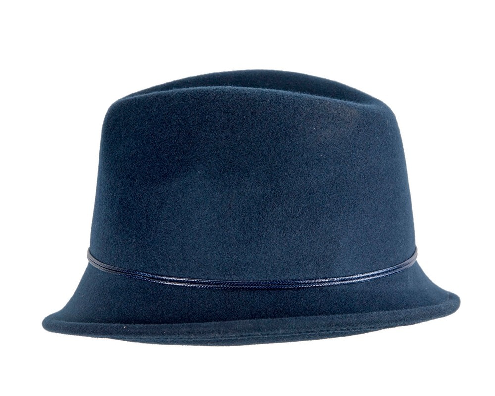 Navy ladies felt fedora hat by Max Alexander - Image 3