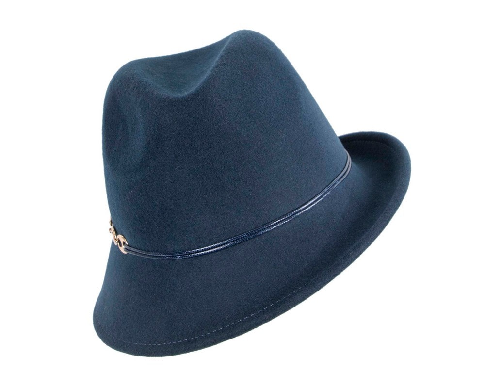 Fascinators Online - Navy ladies felt fedora hat by Max Alexander