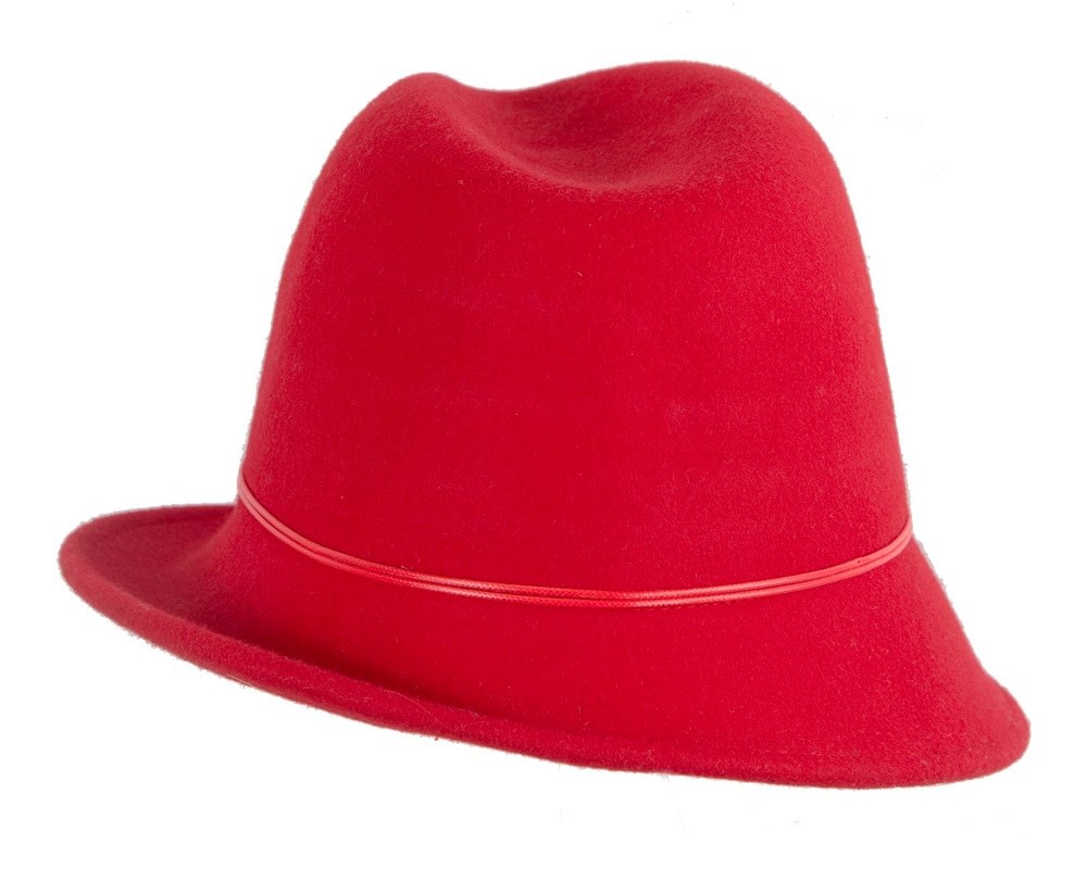 Red ladies felt fedora hat by Max Alexander - Image 6