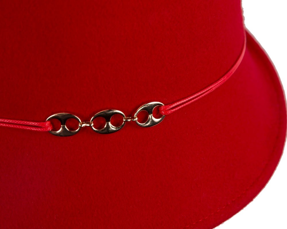 Red ladies felt fedora hat by Max Alexander - Image 5