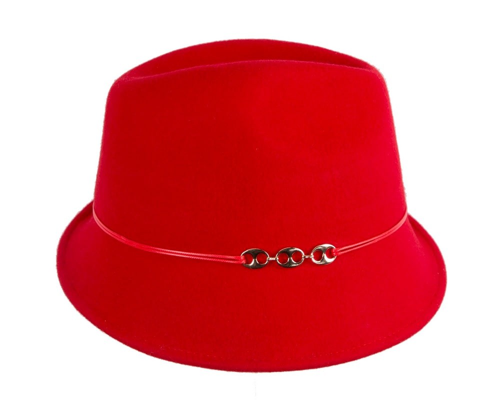 Red ladies felt fedora hat by Max Alexander - Image 4