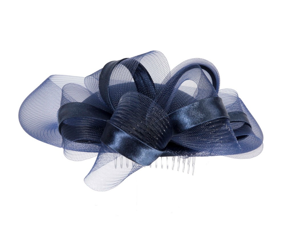 Navy custom made cocktail hat by Cupids Millinery - Image 6