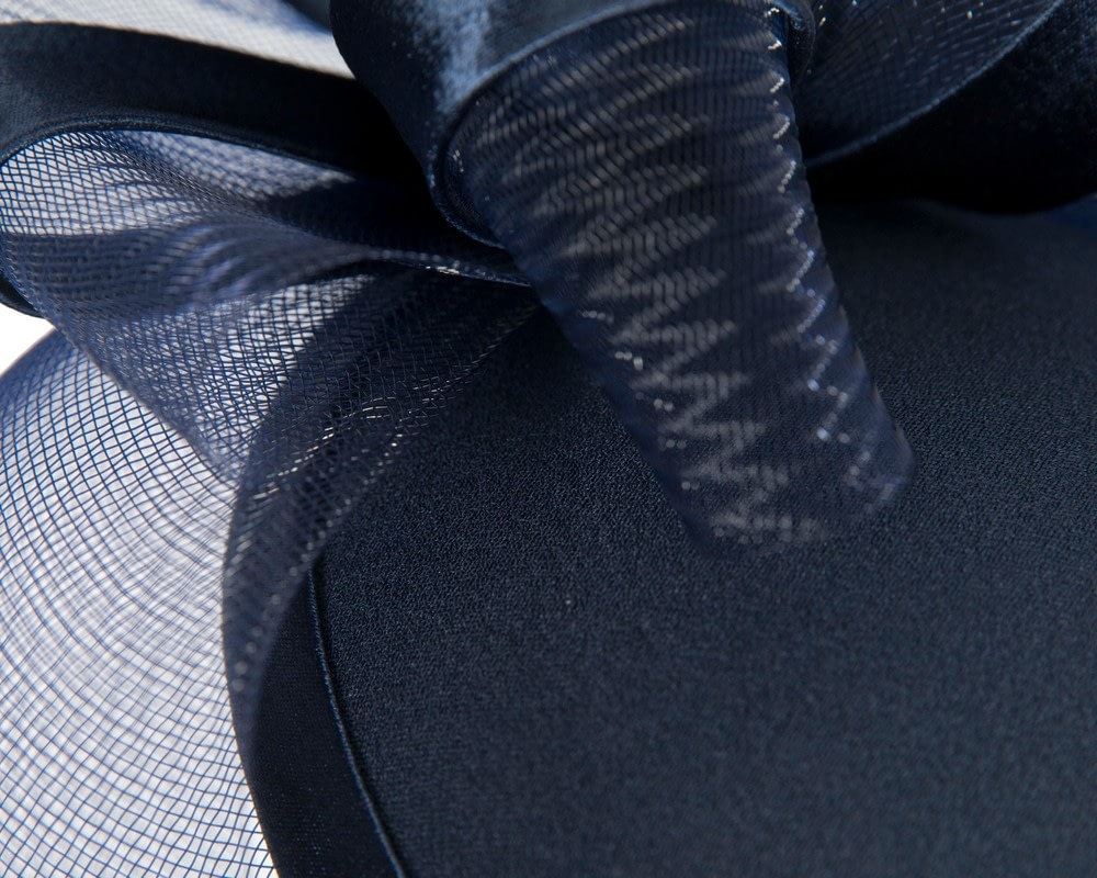 Navy custom made cocktail hat by Cupids Millinery - Image 5