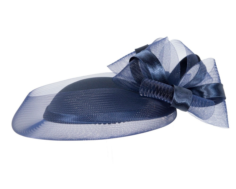 Navy custom made cocktail hat by Cupids Millinery - Image 4