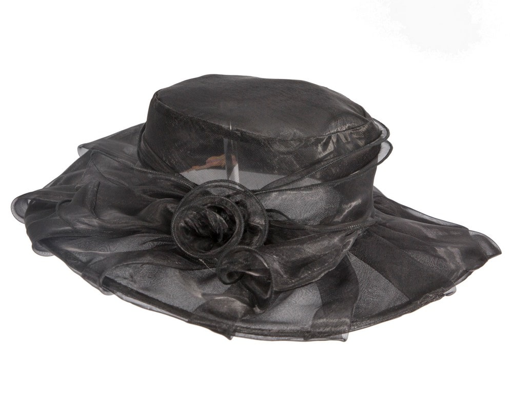 Black organza hat - Fascinators Online Black organza hat - Image 3