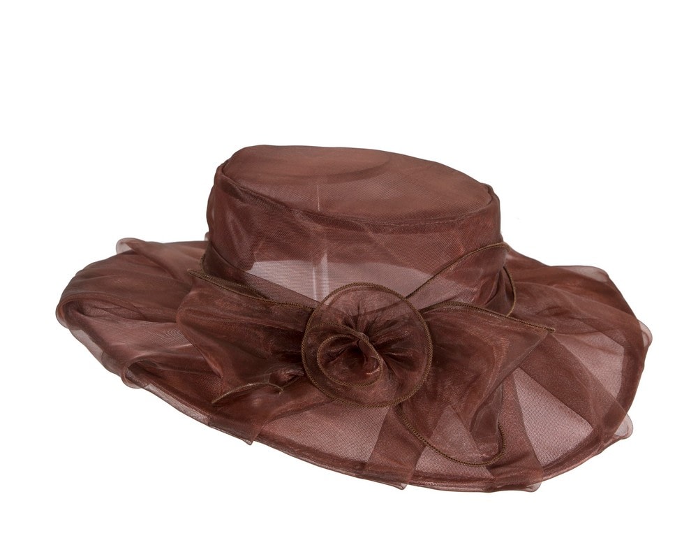 Chocolate brown organza hat - Image 3