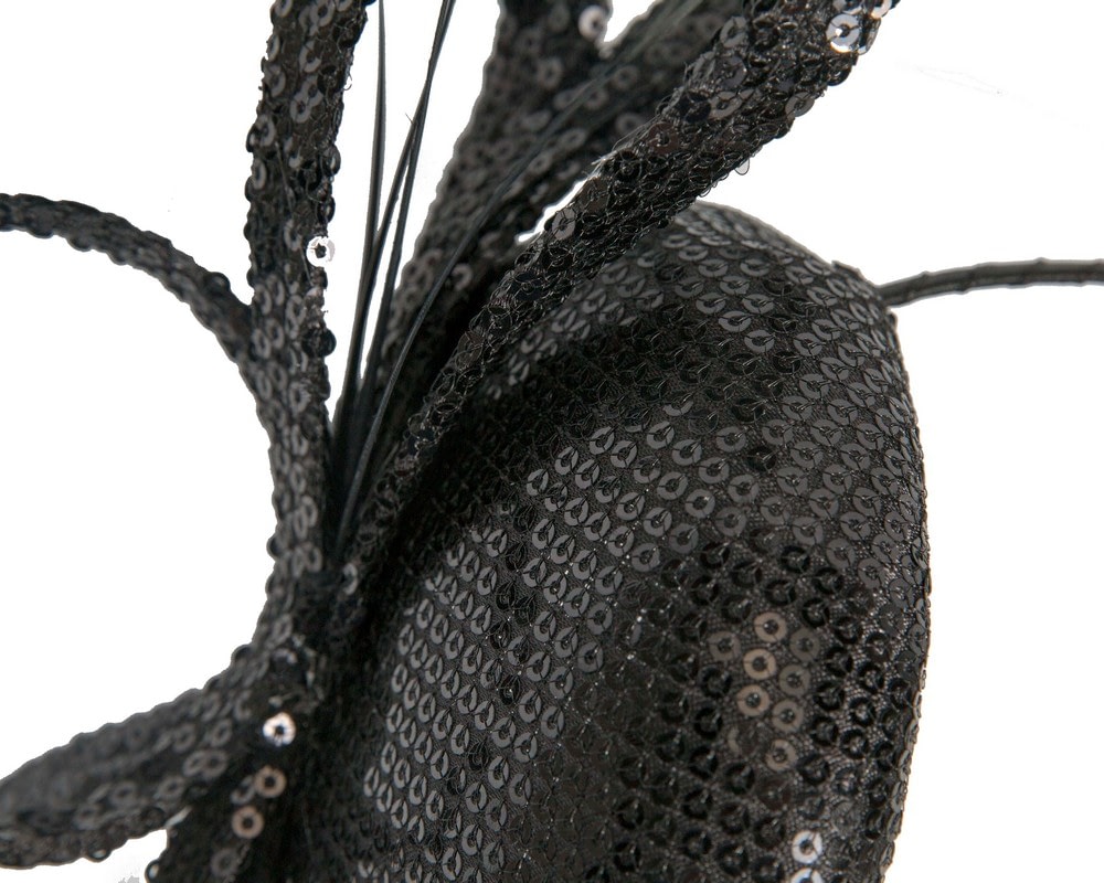 Shiny black fascinator - Fascinators Online Shiny black fascinator - Image 3