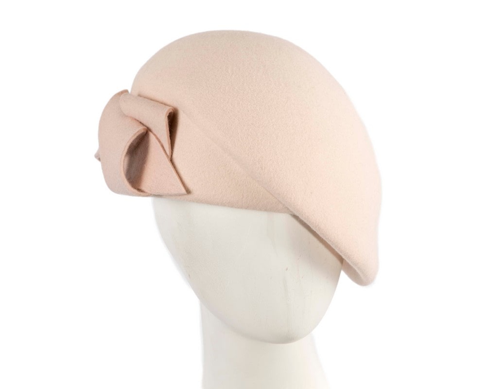 Fascinators Online - Nude winter fashion felt hat by Max Alexander