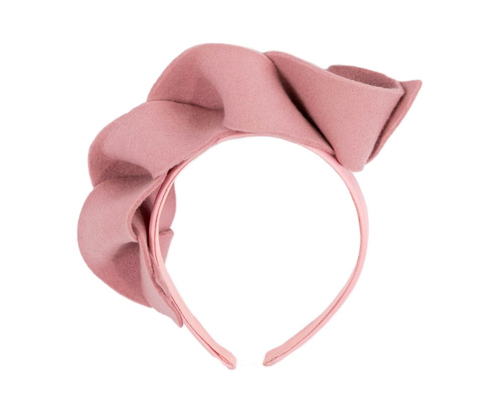 Fascinators Online - Dusty pink spiral winter felt fascinator