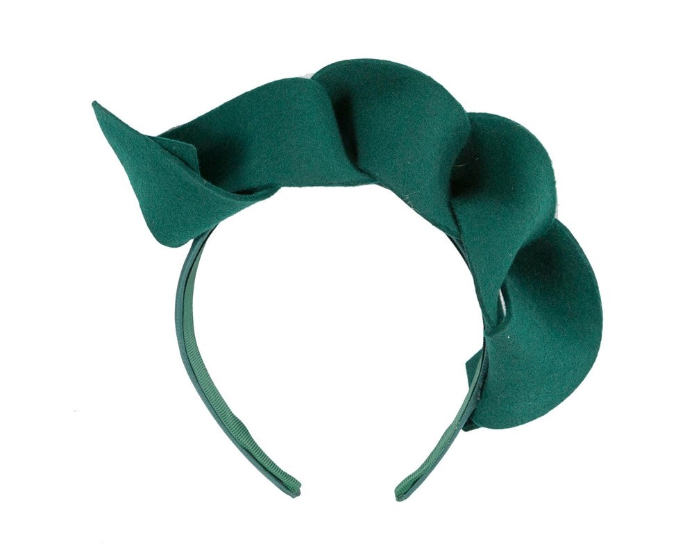 Green spiral winter felt fascinator - Fascinators Online Green spiral winter felt fascinator - Image 4