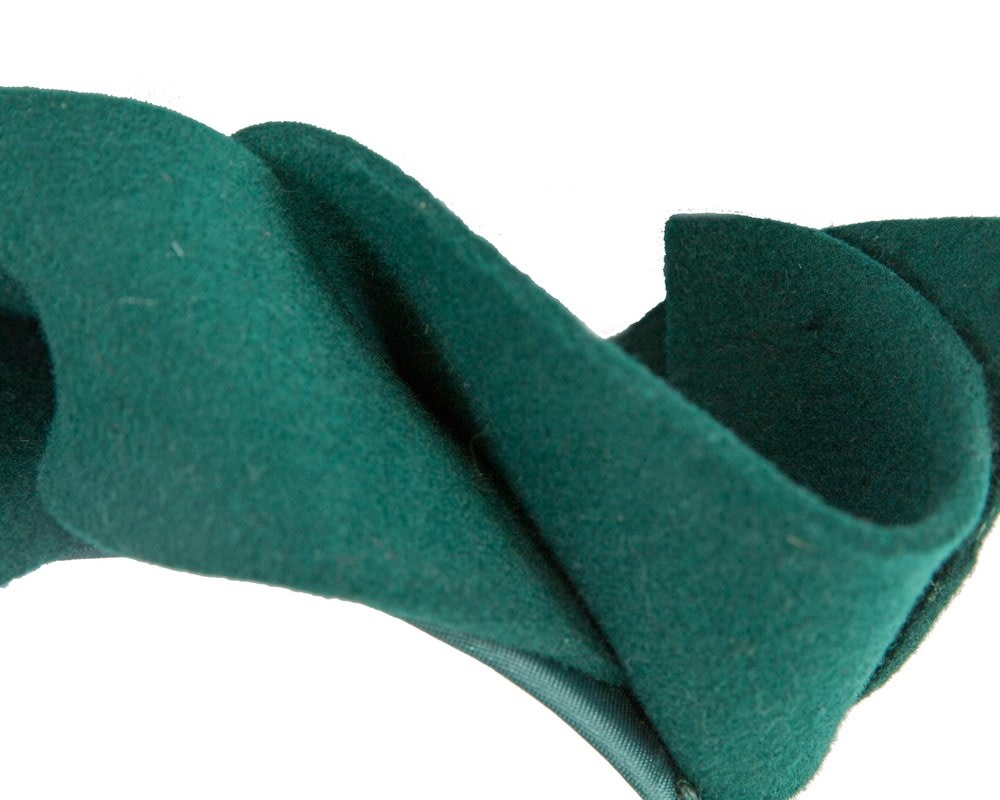 Green spiral winter felt fascinator - Fascinators Online Green spiral winter felt fascinator - Image 3