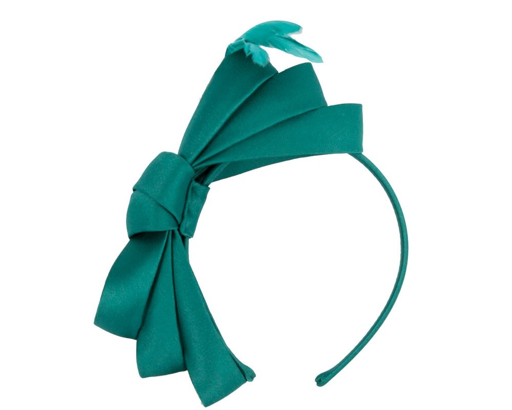 Fascinators Online - Teal Green bow racing fascinator by Max Alexander