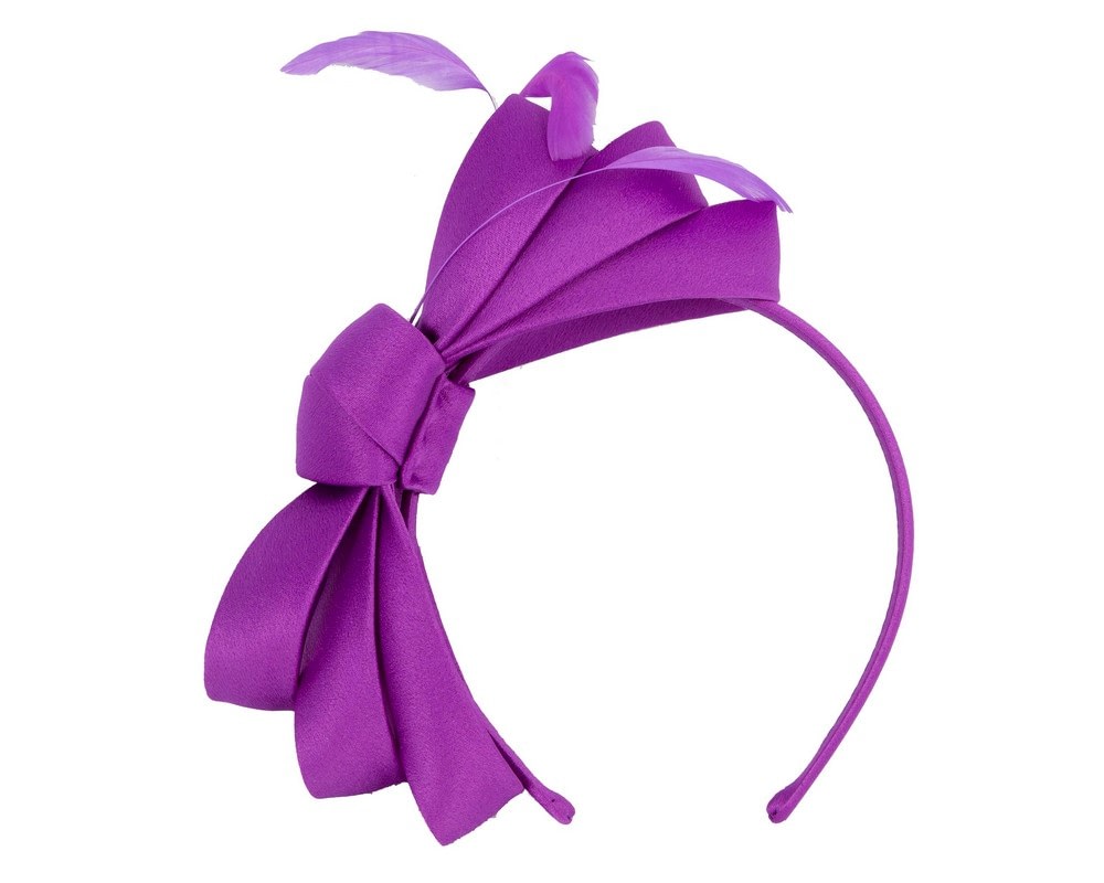 Fascinators Online - Purple bow racing fascinator by Max Alexander
