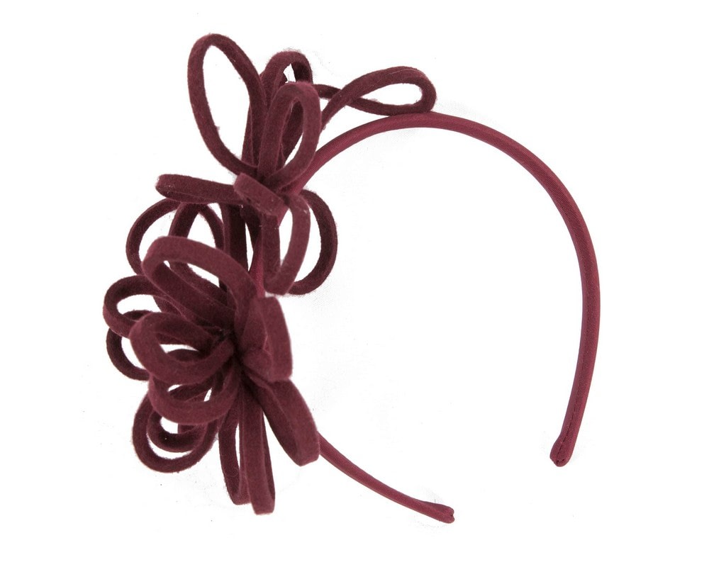 Fascinators Online - Burgundy wine felt loops winter fascinators