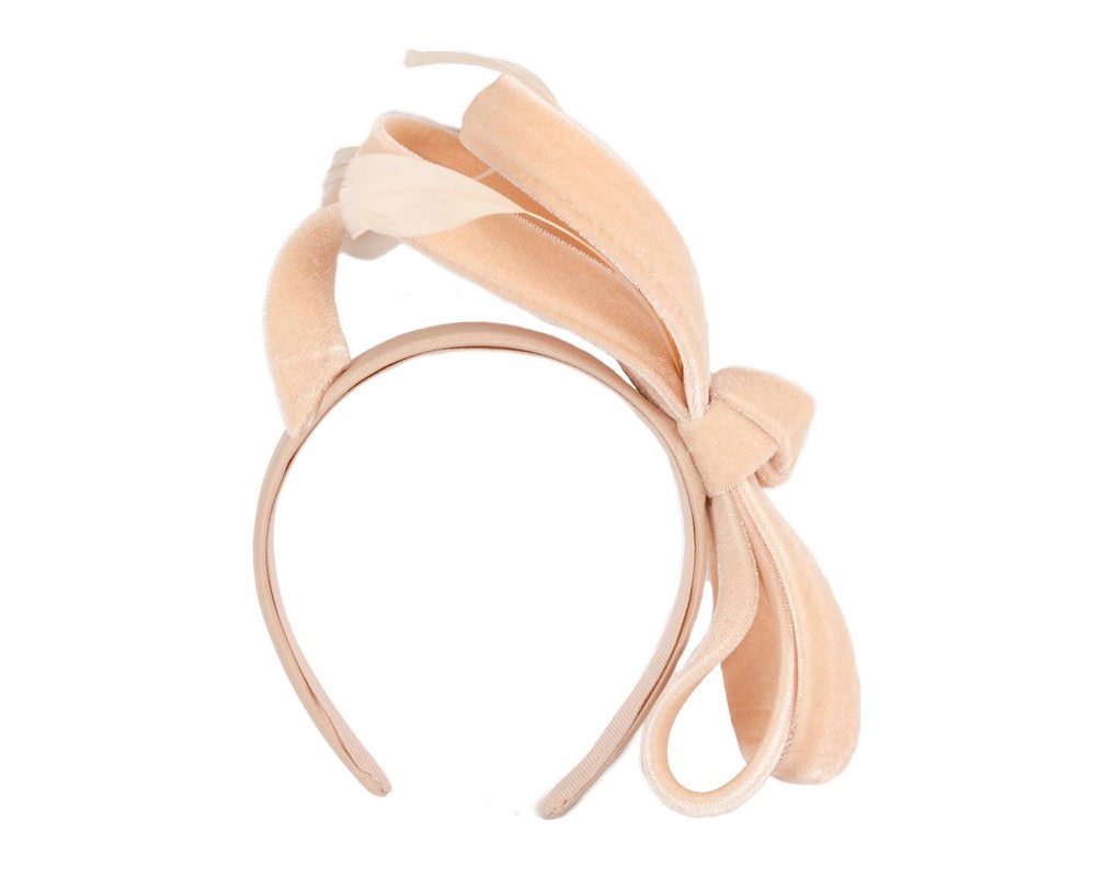 Fascinators Online - Nude velvet bow racing fascinator by Max Alexander