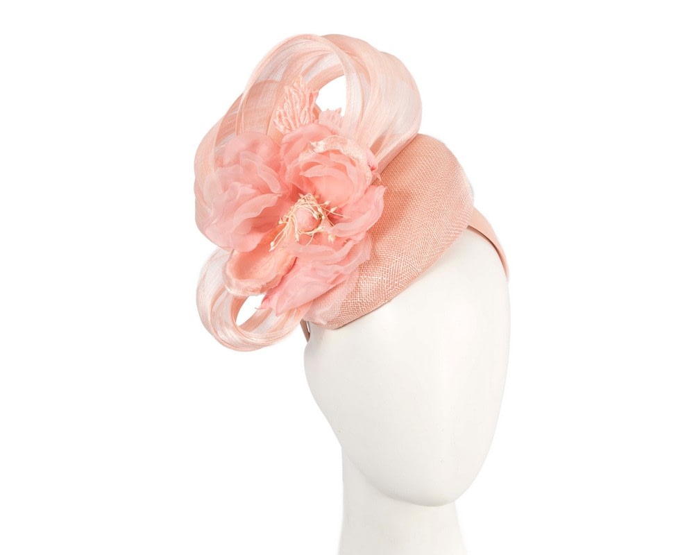 Fascinators Online - Pink pillbox fascinator with large flower by Fillies Collection