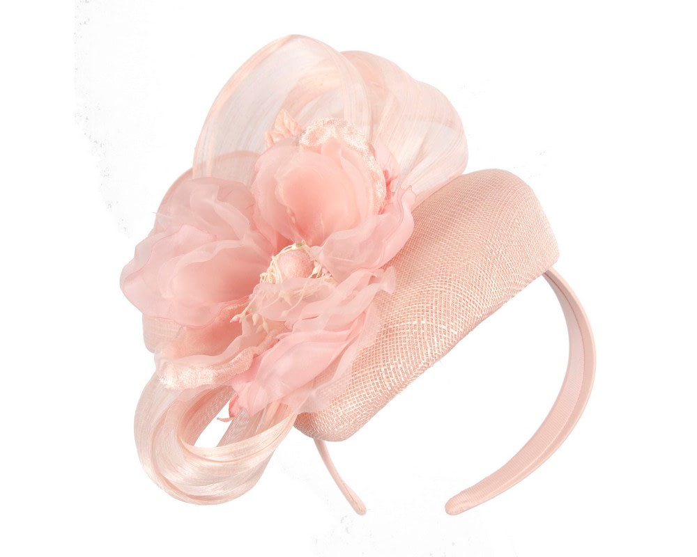 Fascinators Online - Pink pillbox fascinator with large flower by Fillies Collection