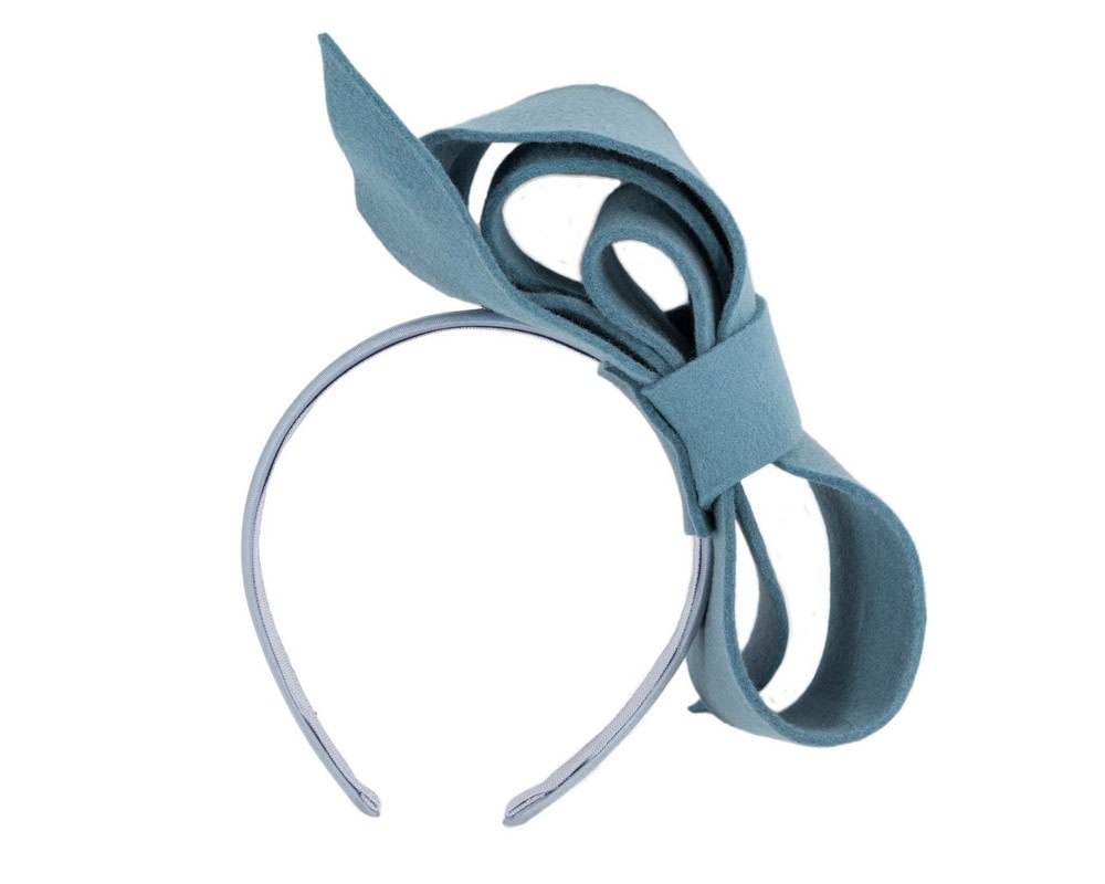 Petrol blue felt bow fascinator by Max Alexander - Fascinators Online Petrol blue felt bow fascinator by Max Alexander - Image 4