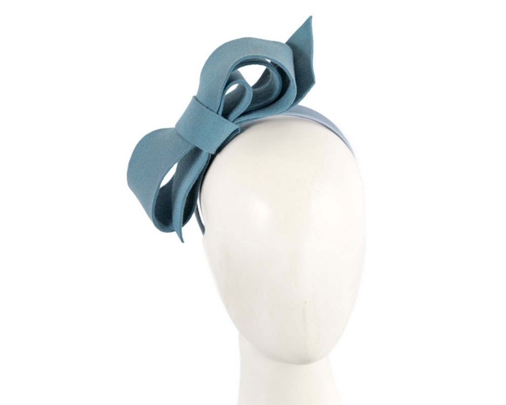 Fascinators Online - Petrol blue felt bow fascinator by Max Alexander