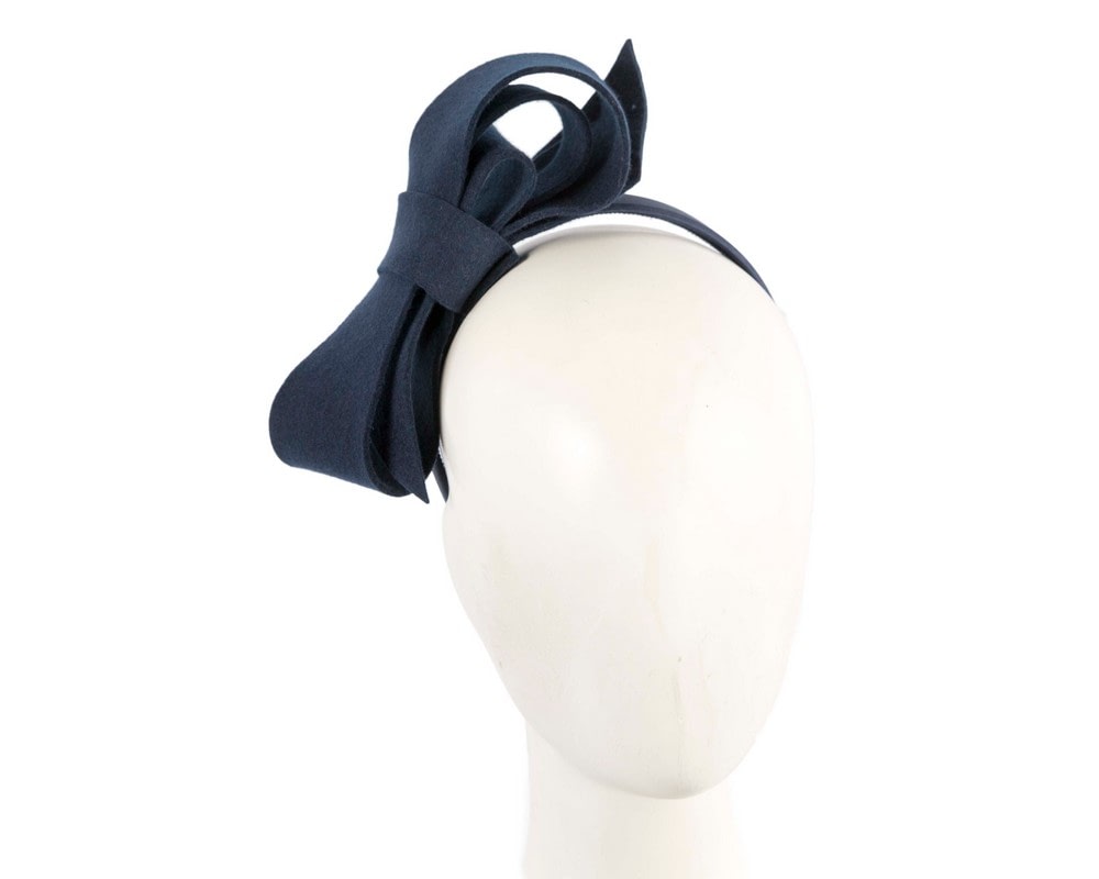 Fascinators Online - Navy felt bow fascinator by Max Alexander