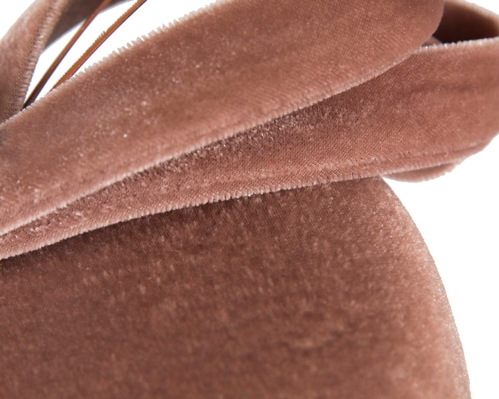Taupe velvet pillbox bow fascinator - Fascinators Online Taupe velvet pillbox bow fascinator - Image 5