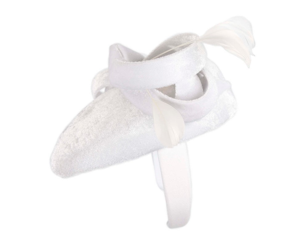 White velvet pillbox bow fascinator - Fascinators Online White velvet pillbox bow fascinator - Image 3
