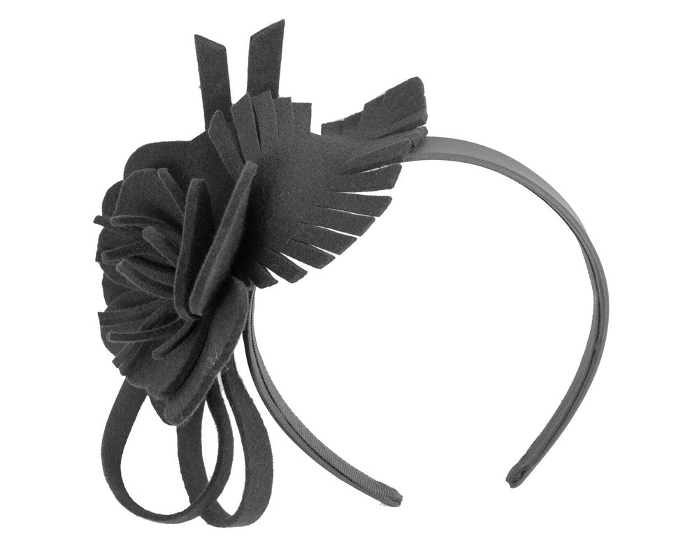 Fascinators Online - Black felt flower fascinator headband