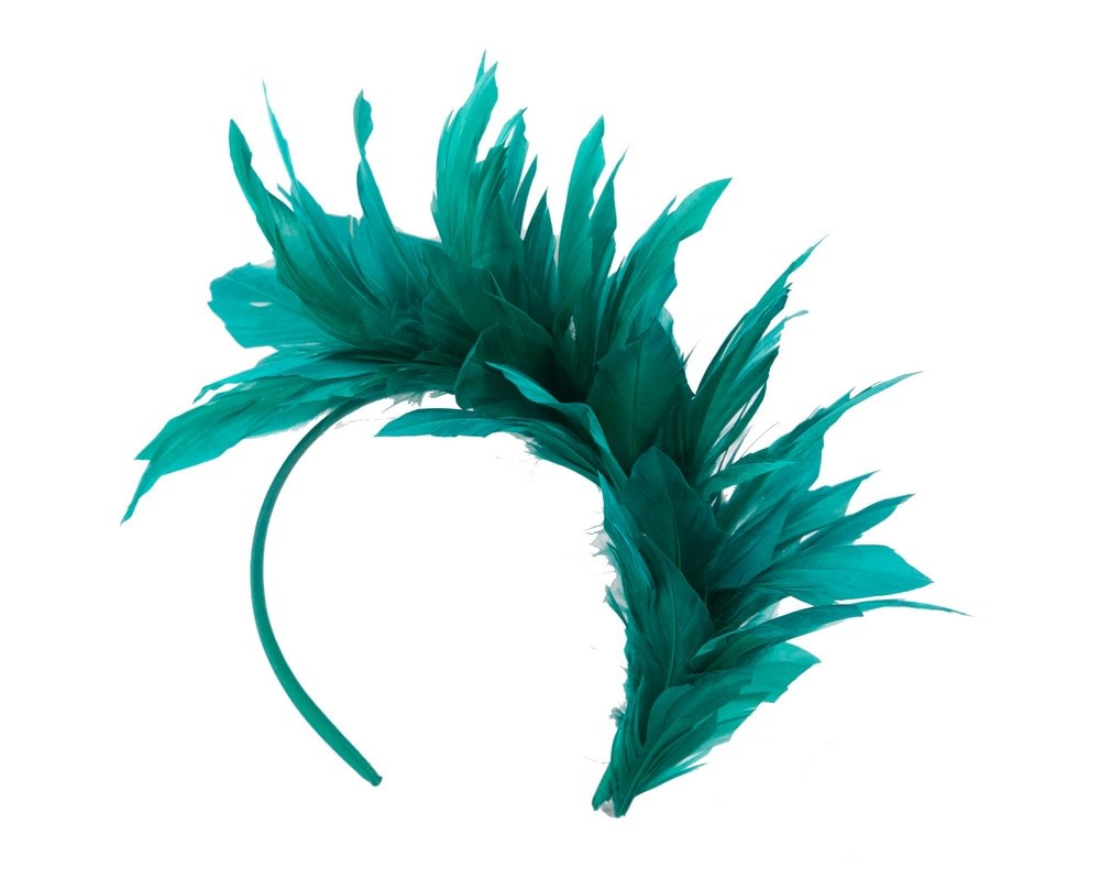 Teal green feather bunch fascinator by Max Alexander - Image 4