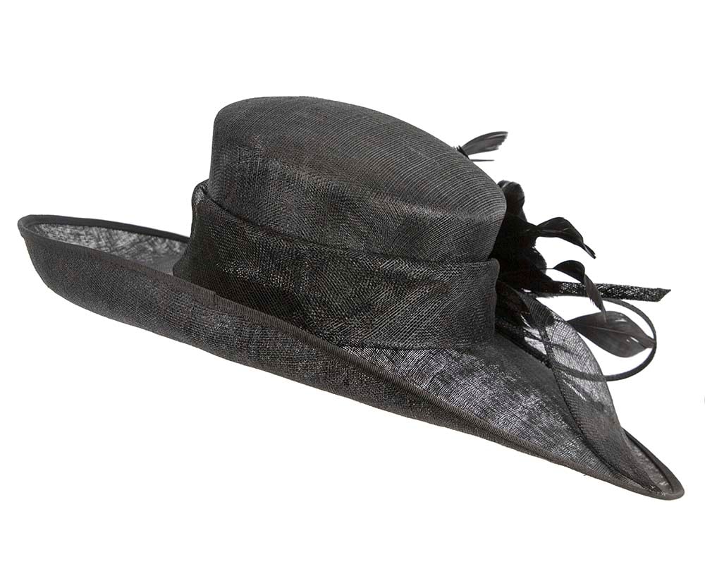 Black sinamay fashion hat by Max Alexander - Fascinators Online Black sinamay fashion hat by Max Alexander - Image 6